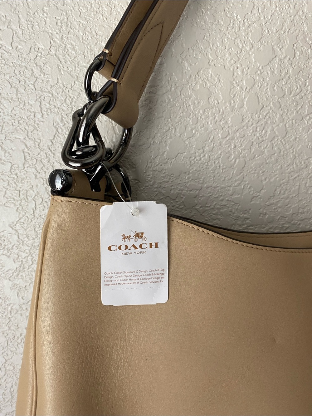 COACH Beachwood Beige Leather Snap NOMAD Hobo Shoulder Bag Purse #36026 - Picture 13 of 16
